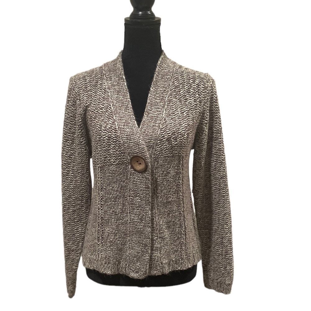 Celly knit brown button front long sleeve costal gramma cardigan sweater medium